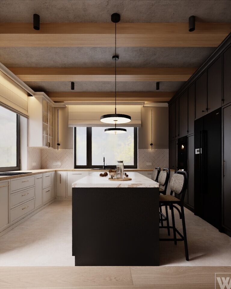 Kuchnia w stylu modern farmhouse z dużą wyspą | Wnętrzagram Lublin